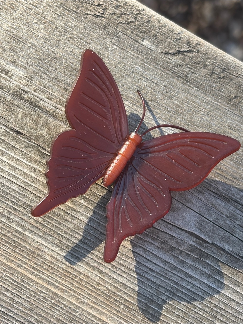 Vintage Ketty Dalsgaard Danish Caramel Color Celluloid Butterfly Pin Brooch - Picture 4 of 5